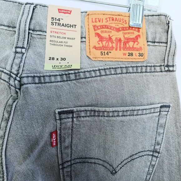 Levi's Flex 514 Straight Leg Men's Stretch Regular Fit Jeans Sz 28x30 Grey Color - Picture 7 of 12
